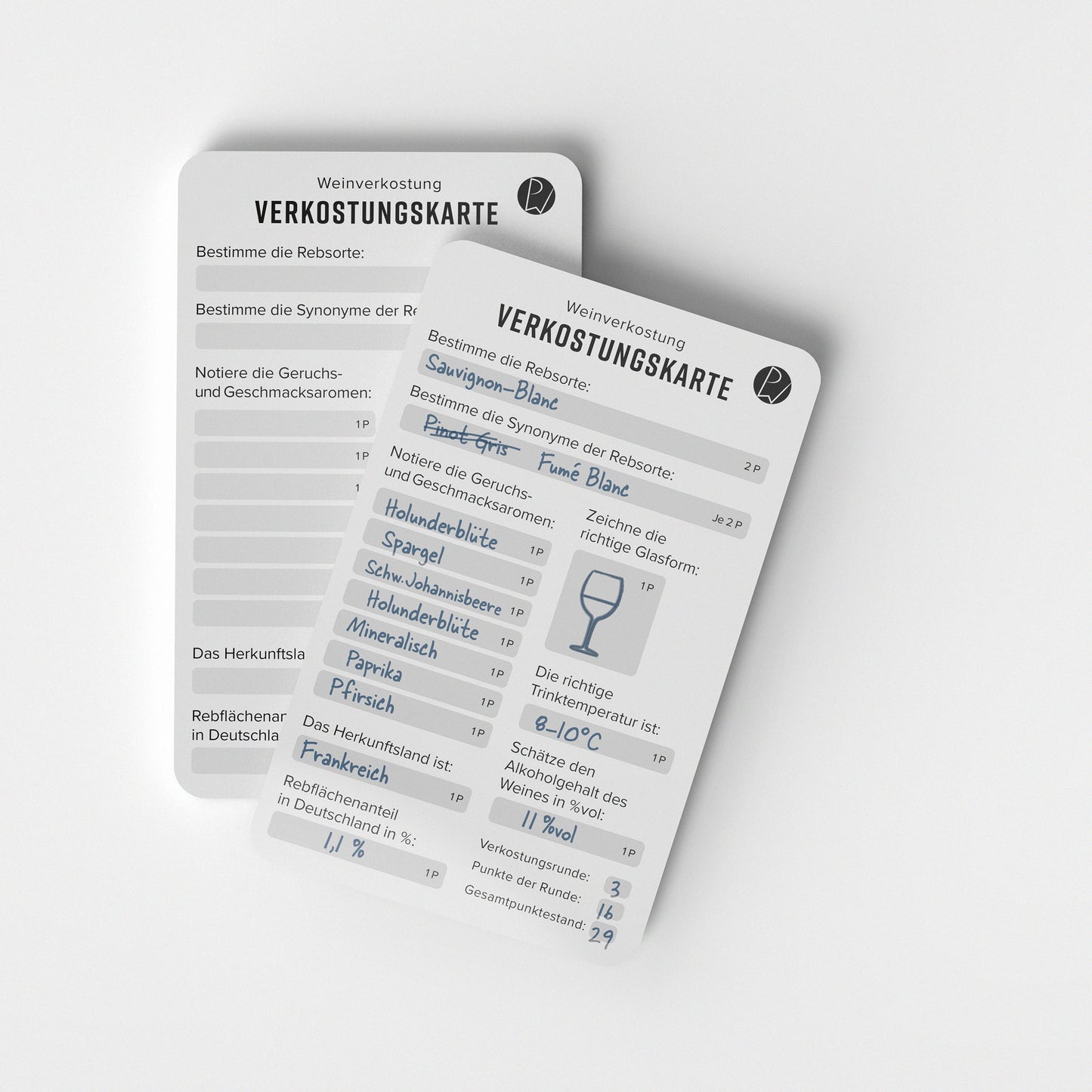 50 Verkostungskarten - Zubehör Pocketwine Verkostungsspiel